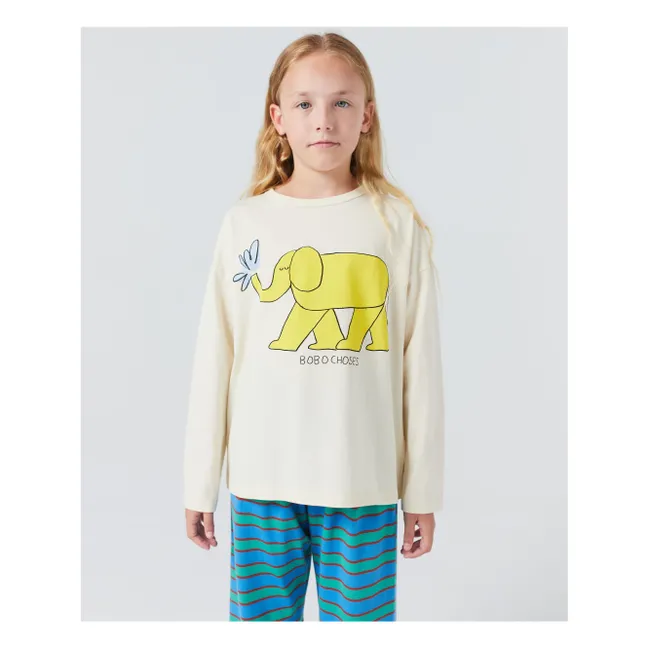 Pijama de rayas de algodón ecológico Elefante | Azul