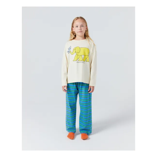 Pijama de rayas de algodón ecológico Elefante | Azul