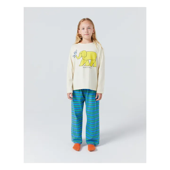 Pyjama Rayé Eléphant Coton Bio | Bleu- Image produit n°0