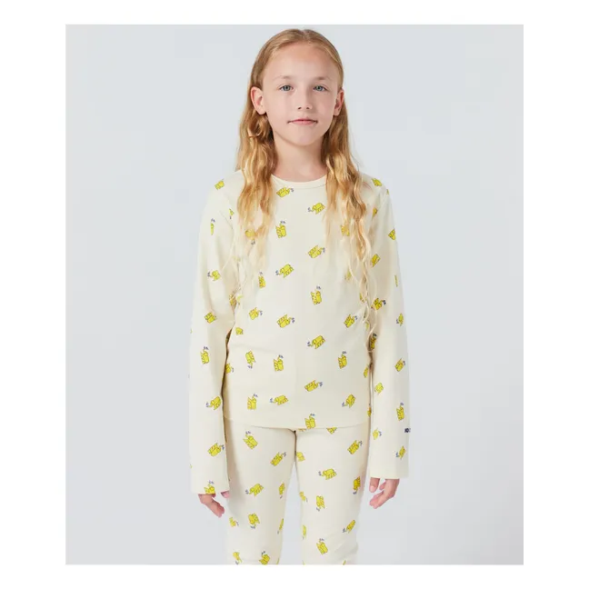Pyjama Côtelé Eléphants Coton Bio | Beige