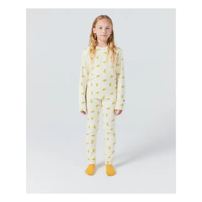 Pijama de canalé de algodón ecológico Elefantes | Beige