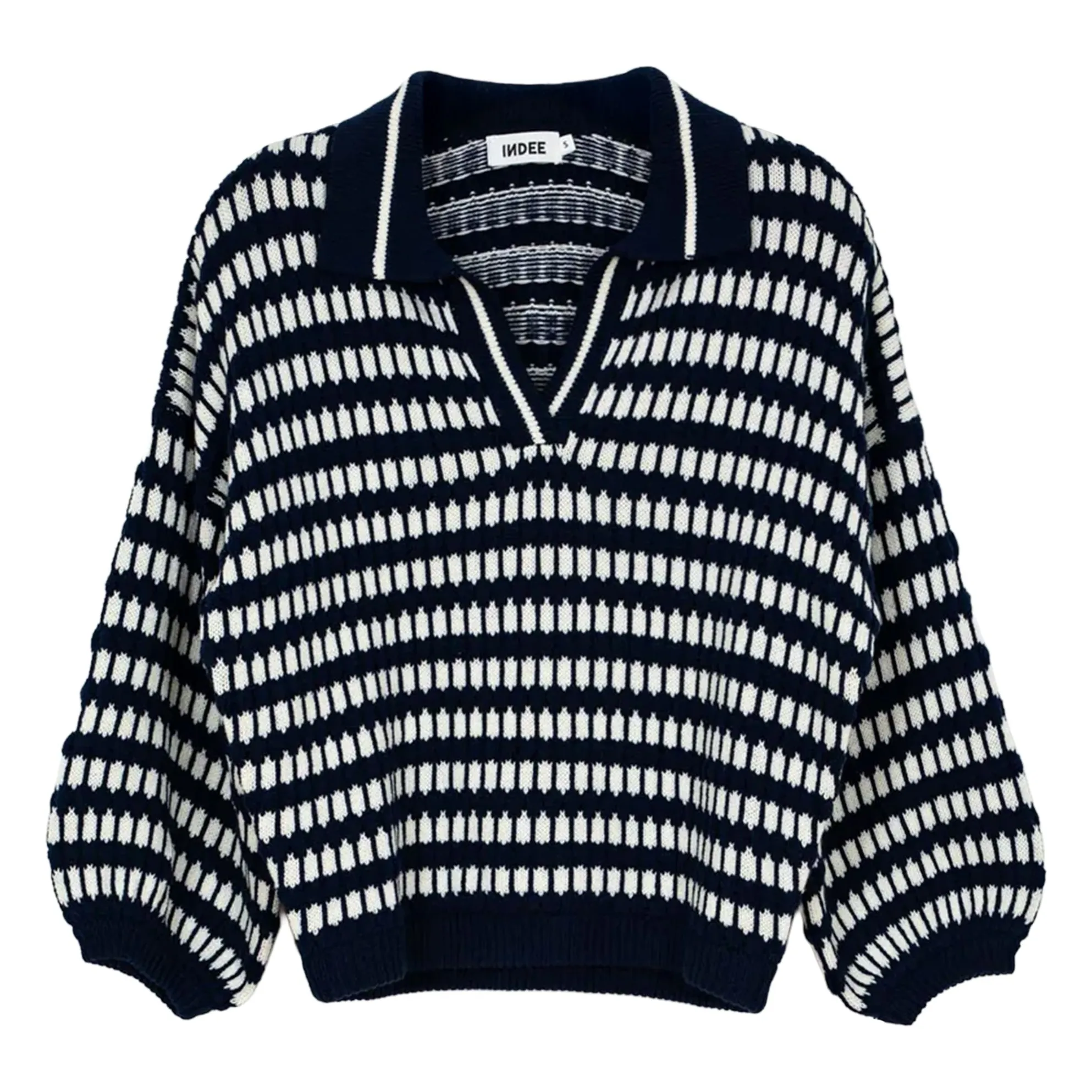 Indee Navy Blue Sablon Stripes Sweater