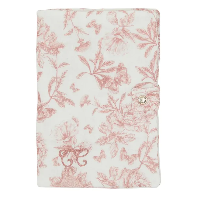 Protège carnet de santé Toile de Jouy | Rose pêche
