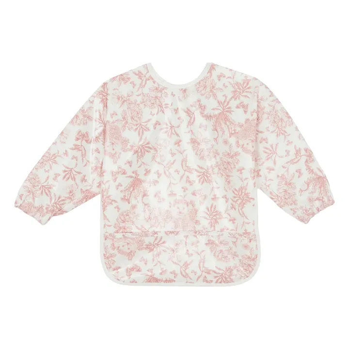 Toile de Jouy coated bib with sleeves | Peach- Product image n°0