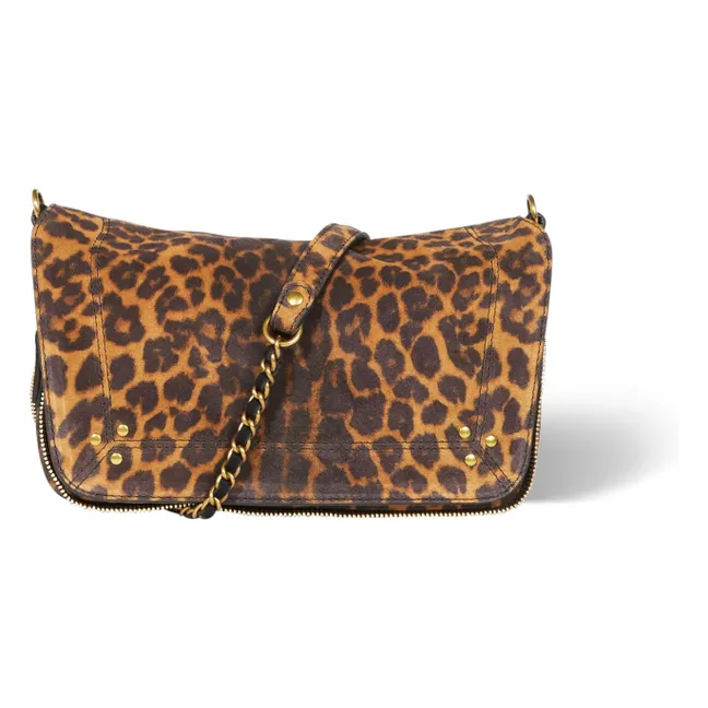 Sac Bobi S Croûte Velours Léopard | Camel