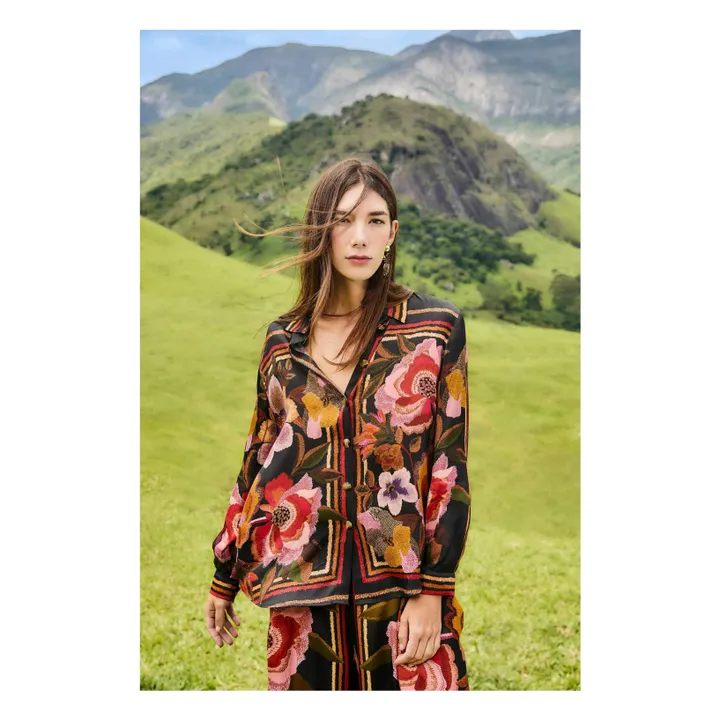 Chemise Chenille Flowers | Noir- Image produit n°1