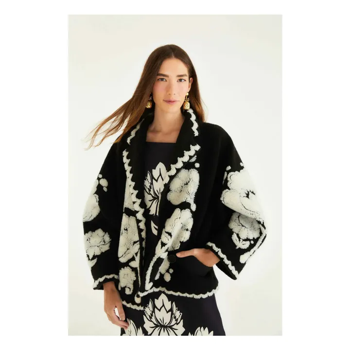 Manteau Floral Arabesque | Noir- Image produit n°1