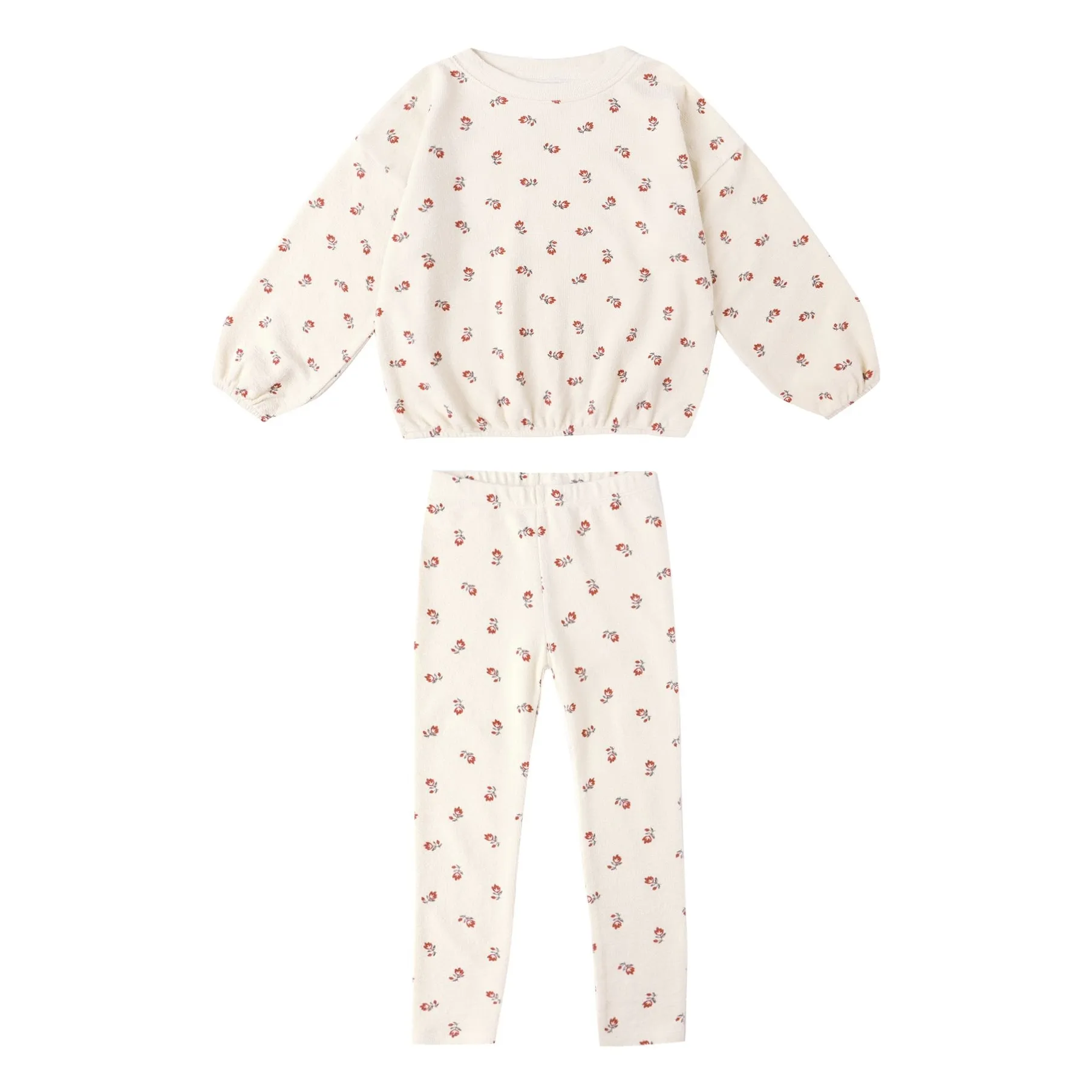 Rylee + Cru - Ensemble Sweat et Legging Ruby Ditsy Eponge - Ecru | Smallable