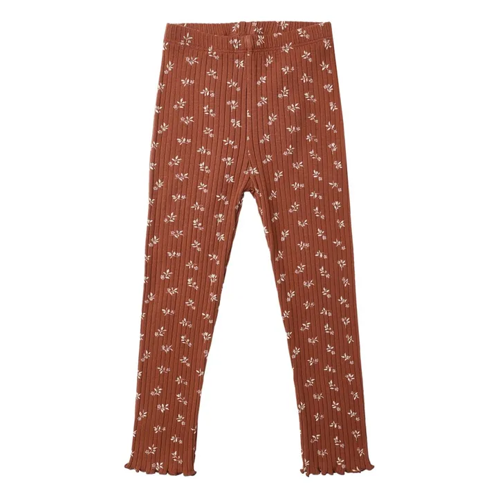 Legging Côtelé Fleuri | Rouille- Image produit n°0