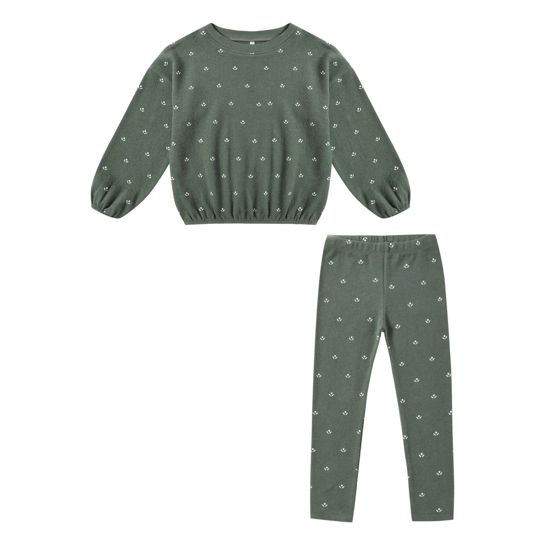 Rylee + Cru Verdigris Ditsy Eponge Sweat And Legging Set