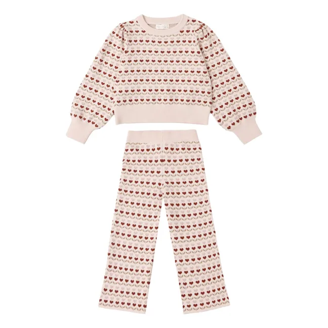 Ruby Hearts Sweater and Pants Set  | Powder pink