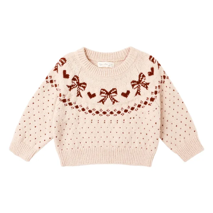 Pull Fair Isle Bows Mini | Rose poudré- Image produit n°0