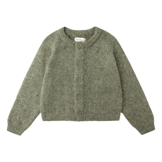 Strickjacke Fuzzy | Grün-grau