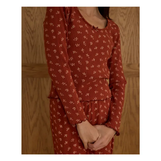 Set di pantaloni e maglietta a coste Ditsy | Ruggine