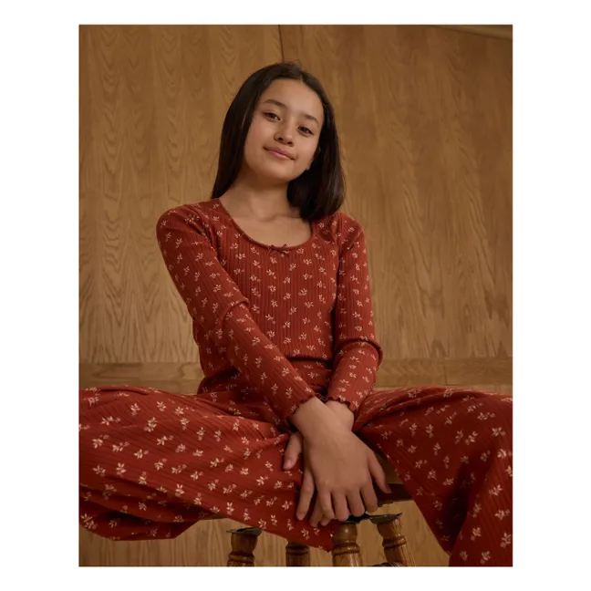 Set di pantaloni e maglietta a coste Ditsy | Ruggine