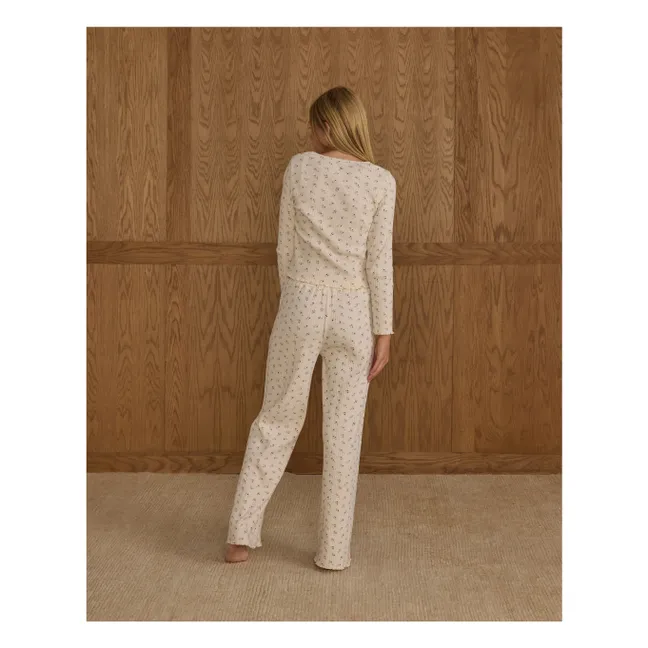 Ensemble T-shirt et Pantalon Côtelé Ditsy | Ecru