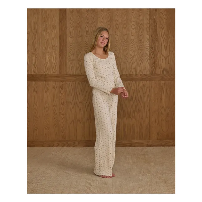 Ensemble T-shirt et Pantalon Côtelé Ditsy | Ecru