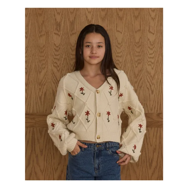 Cardigan Crop Winter Daisy | Ecru