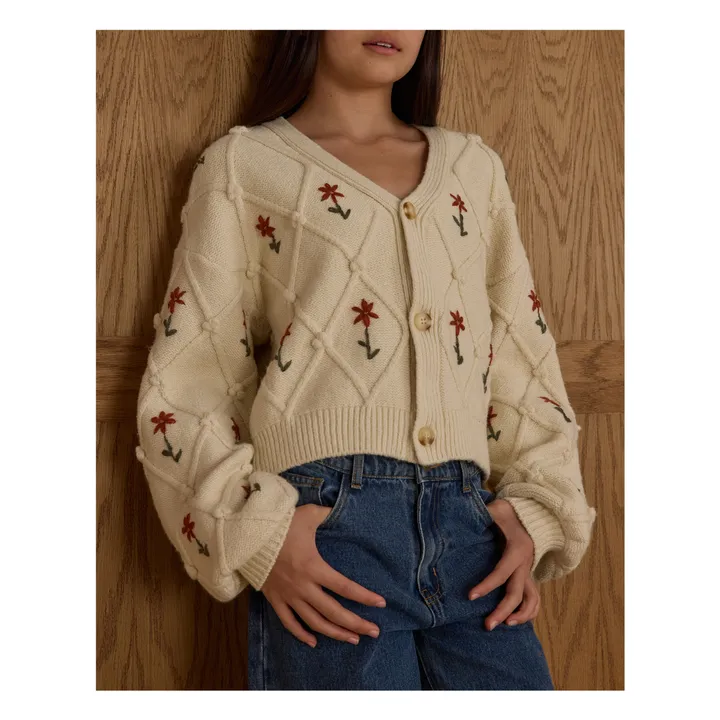 Cardigan Crop Winter Daisy | Ecru- Image produit n°1