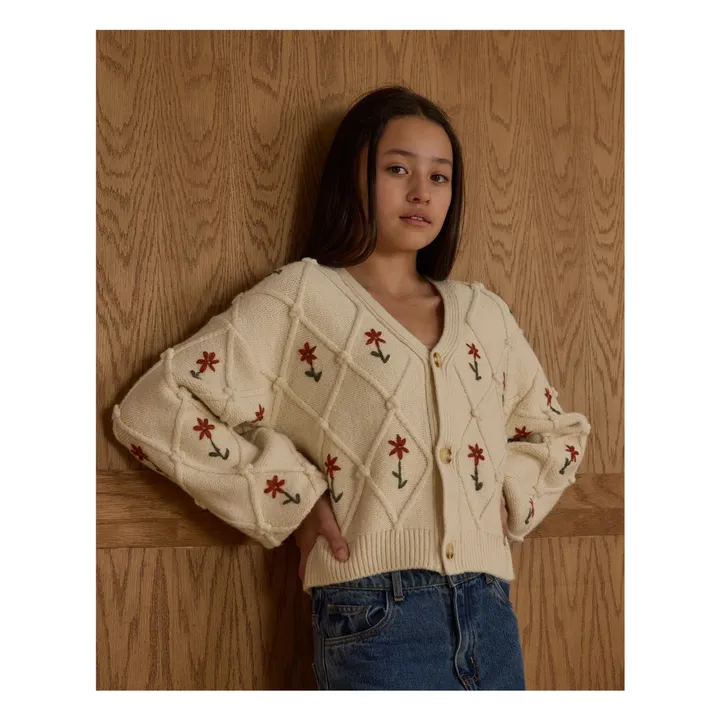 Cardigan Crop Winter Daisy | Ecru- Image produit n°0