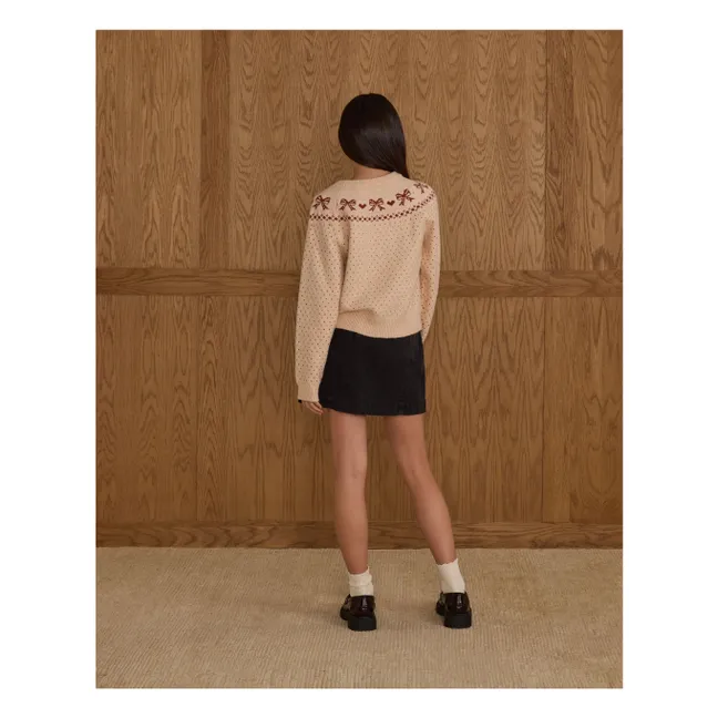 Pull Fair Isle Bows | Rose poudré