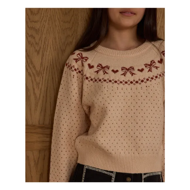 Pull Fair Isle Bows | Rose poudré
