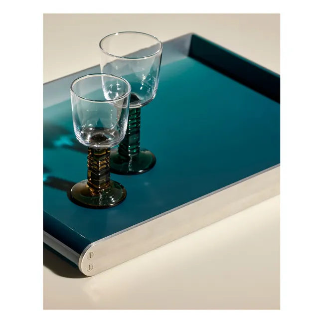 Plateau laqué Oscar | Bleu Sarah