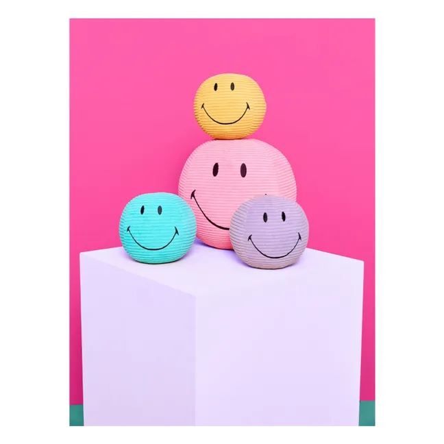 SMILEY - Smiley plush in velvety ribbed fabric | Yellow