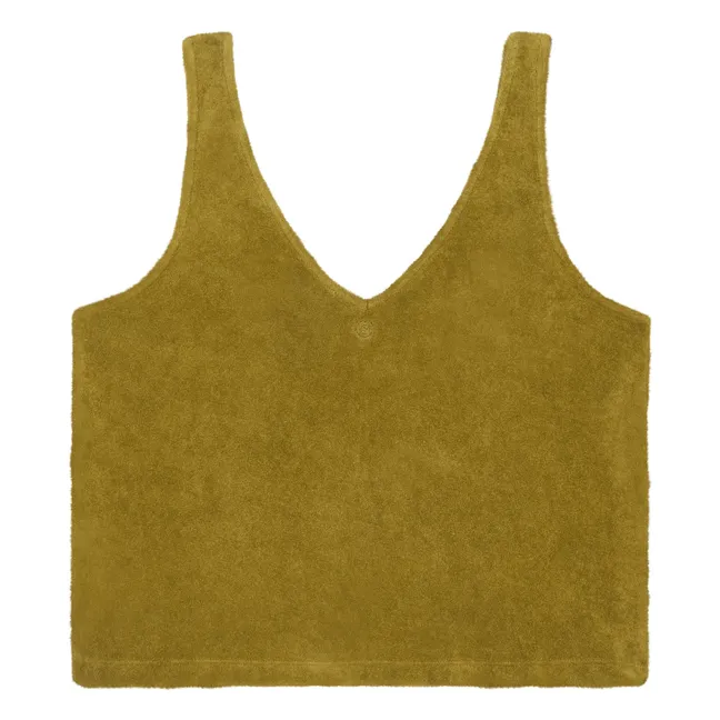 Camiseta de tirantes de rizo para mujer | Verde oliva