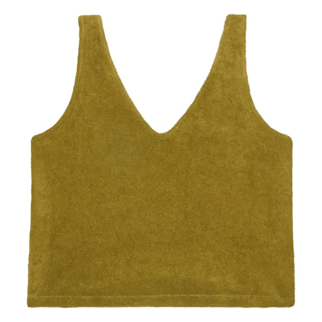 Camiseta de tirantes de rizo para mujer | Verde oliva