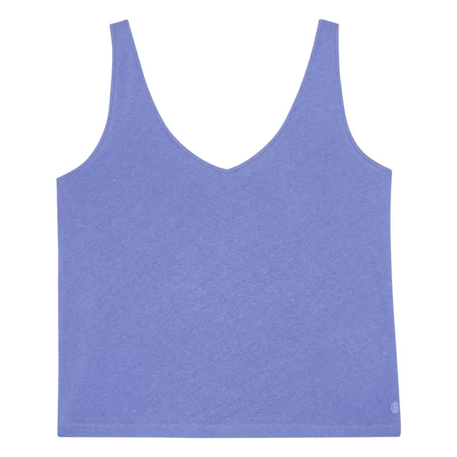 Camiseta de tirantes de algodón y lino para mujer  | Vintage azul vaquero
