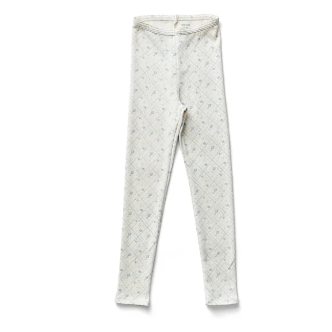 Stretch Legging in Organic Cotton Flowers | Pale blue