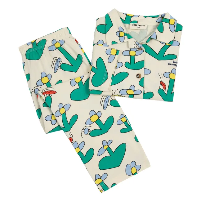 Pyjama mit Blumenmuster aus Bio-Baumwolle | Seidenfarben