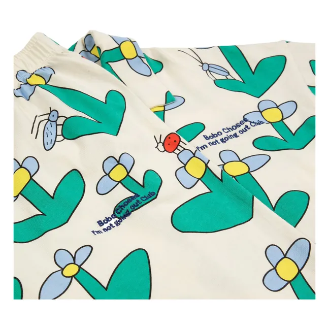 Pyjama Fleuri Coton Bio | Ecru