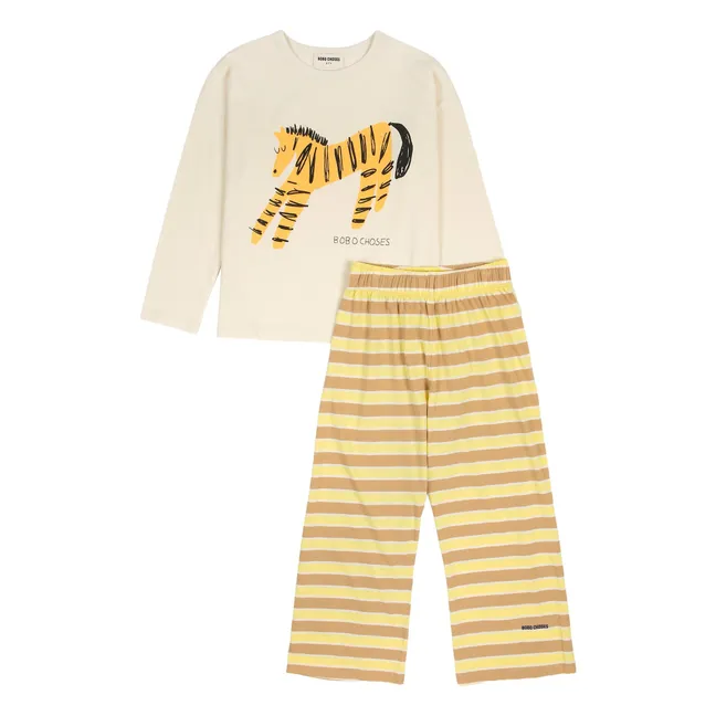 Pyjama Rayé Zèbre Coton Bio | Jaune moutarde
