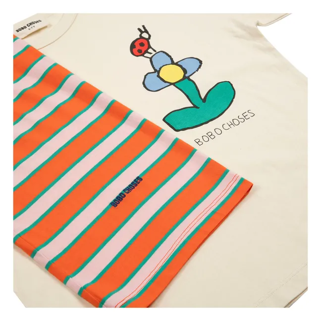 Pyjama Rayé Fleur Coton Bio | Rouge