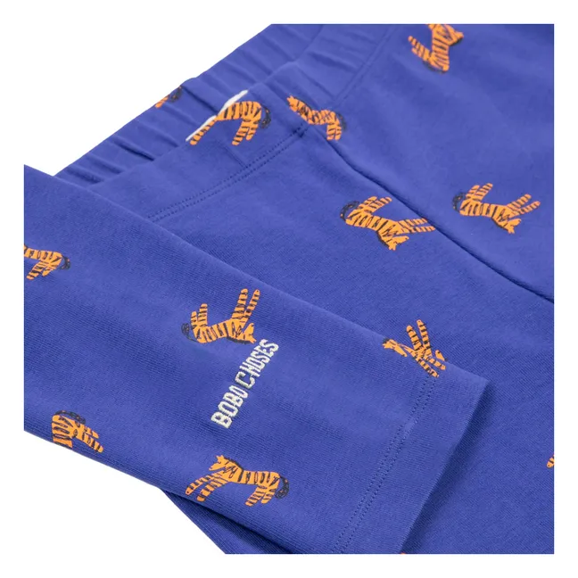 Pyjama Côtelé Zèbres Coton Bio | Bleu roi