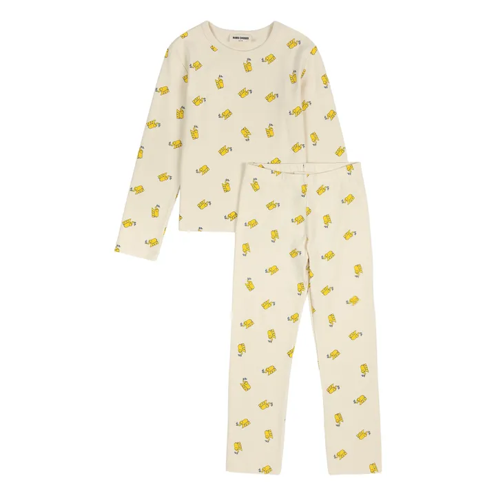 Pyjama Côtelé Eléphants Coton Bio | Beige- Image produit n°1