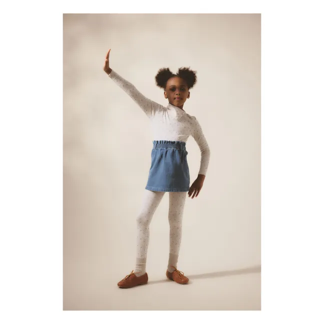 Legging Stretch Fleuri Coton Bio | Bleu pâle