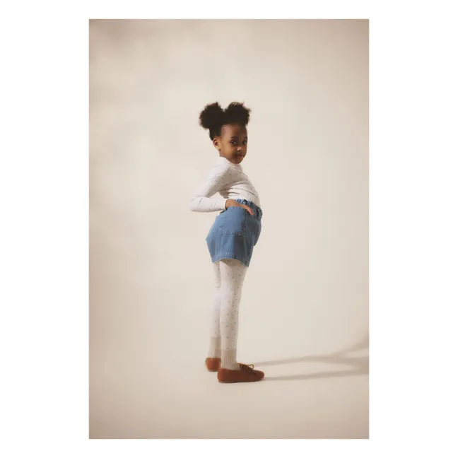 Stretch Legging in Organic Cotton Flowers | Pale blue