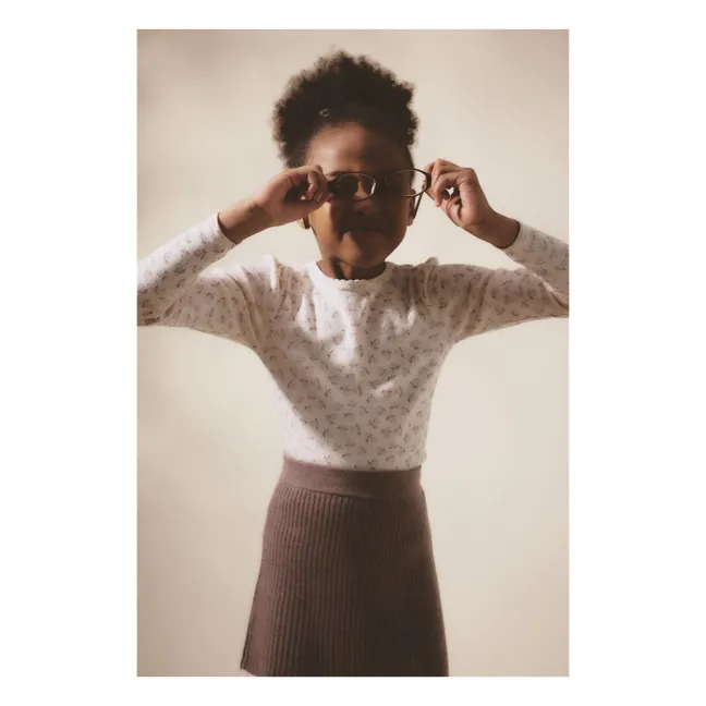 Pouf Pointelle Flowered Organic Cotton T-shirt | Ecru