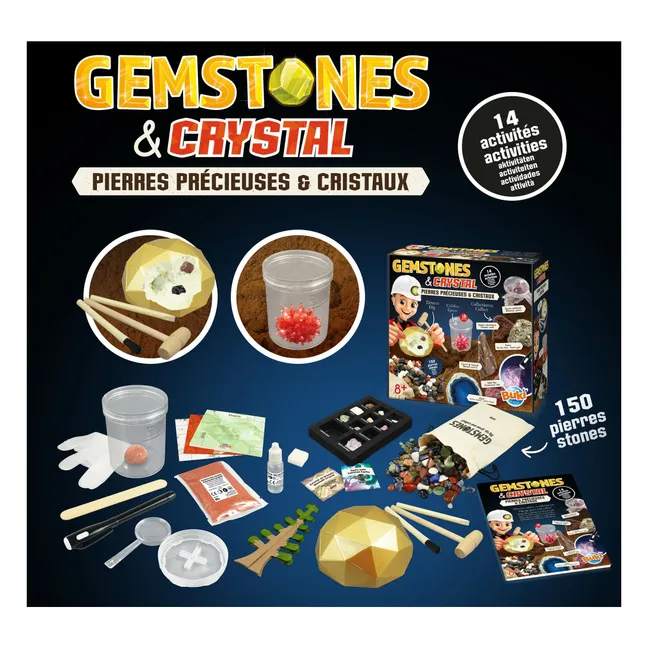 Caja de piedras preciosas y cristales