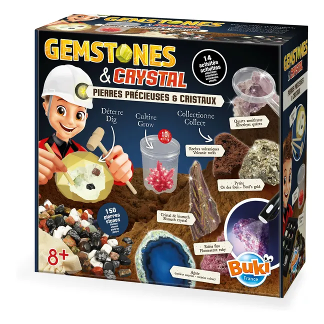 Caja de piedras preciosas y cristales