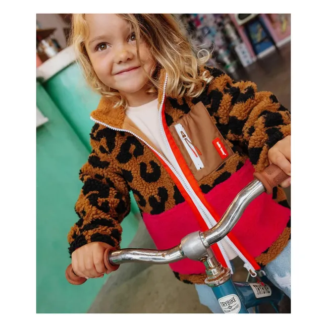 Chaqueta polar de leopardo | Marrón