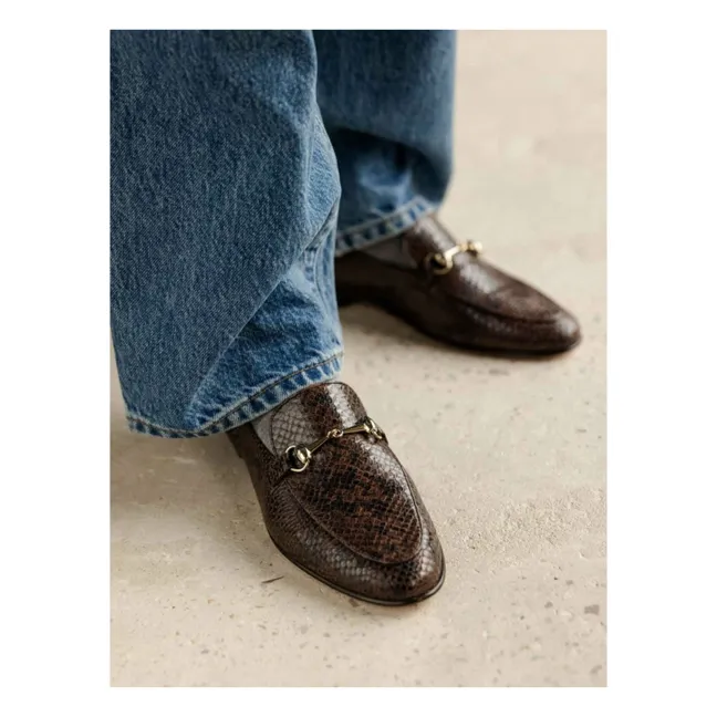 Mocassins Jill Cuir Embossé Serpent | Brun