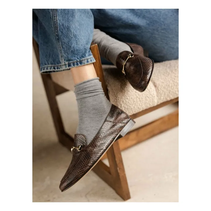 Mocassins Jill Cuir Embossé Serpent | Brun- Image produit n°7