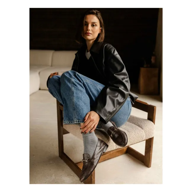 Mocassins Jill Cuir Embossé Serpent | Brun