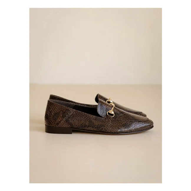 Mocassins Jill Cuir Embossé Serpent | Brun