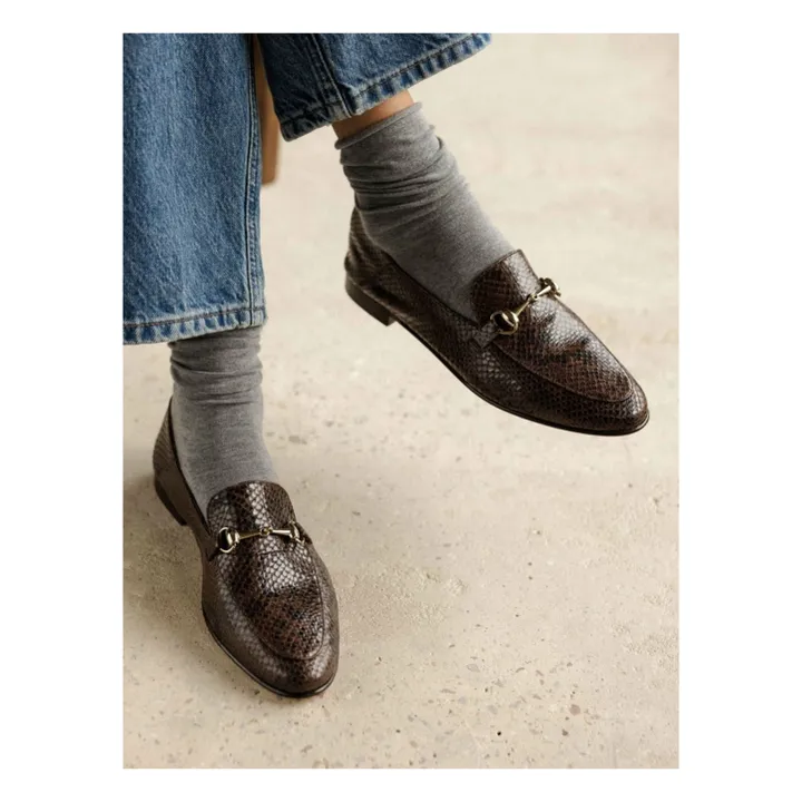 Mocassins Jill Cuir Embossé Serpent | Brun- Image produit n°1