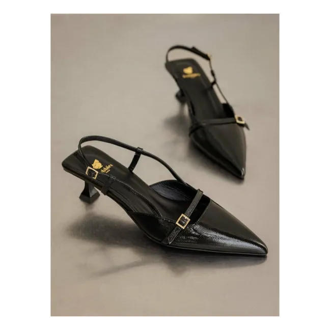 Bombas de charol Reem Creased | Negro